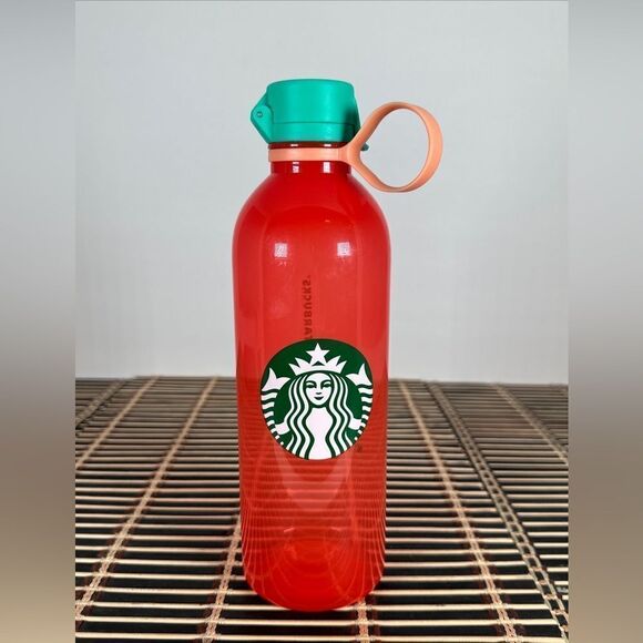 Starbucks Orange Water Cold Drink Bottle With Cup Plastic 24 Oz Limited Edition. - Picture 1 of 9